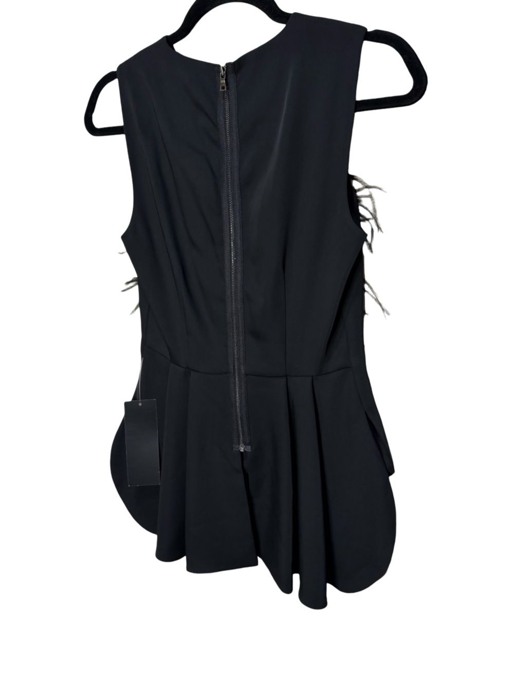 BCBGMAXAZRIA Black Ostrich Feather Top XXS NWT $338 - Picture 8 of 10